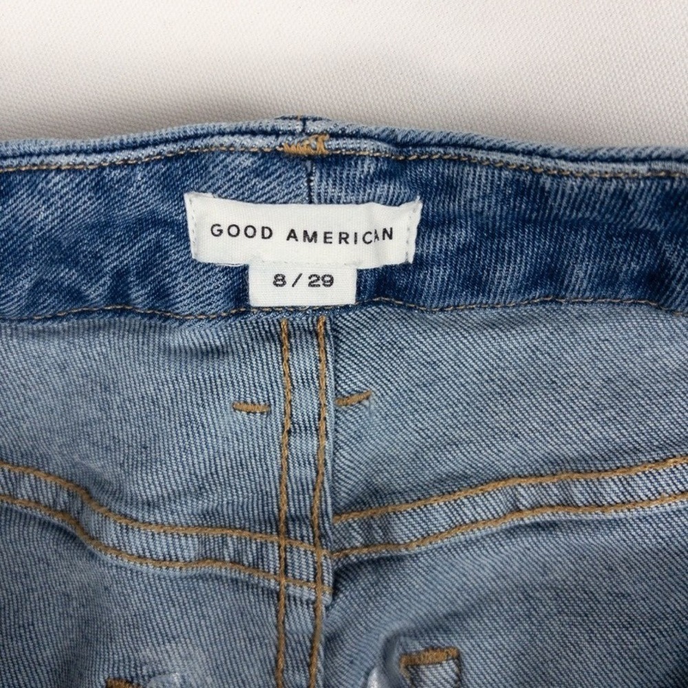 Good American Good Legs Skinny Jeans Womens 8/29 Indigo Distressed High Waist - Picture 5 of 8